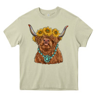 Mossy highland cow with sunflower and gemstone Heavy Core Tee - RanaPortraitStore