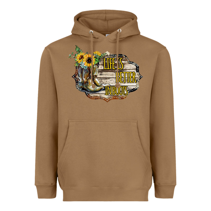Life Is Better In Boots Heavyweight Hoodie by Bettercallsaul | Teevron