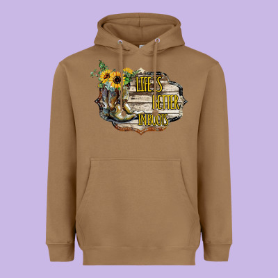 Life Is Better In Boots Heavyweight Hoodie Designed By Bettercallsaul