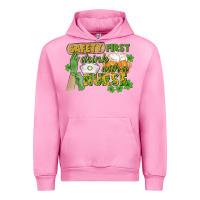 Fuchsia Pink Safety first drink with a Nurse St. Patrick's Day Urban Hoodie - CowGirlArtShop