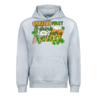 Heather Grey Safety first drink with a Nurse St. Patrick's Day Urban Hoodie - CowGirlArtShop
