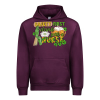 Mauve Wine Safety first drink with a Nurse St. Patrick's Day Urban Hoodie - CowGirlArtShop