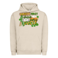 Pigment French Oak Safety first drink with a Nurse St. Patrick's Day Urban Hoodie - CowGirlArtShop
