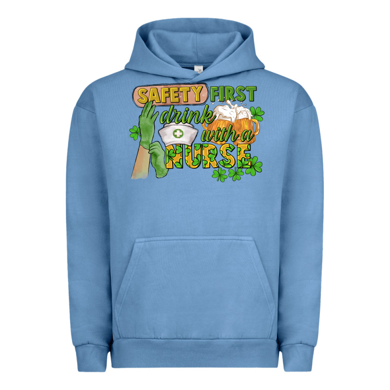 Safety First Drink With A Nurse St. Patrick's Day Urban Hoodie by CowGirlArtShop | Teevron