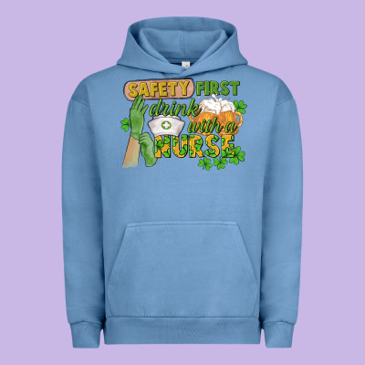 Safety First Drink With A Nurse St. Patrick's Day Urban Hoodie Designed By Cowgirlartshop