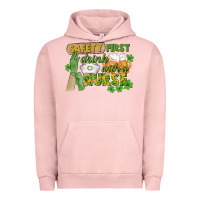 Pigment Salmon Safety first drink with a Nurse St. Patrick's Day Urban Hoodie - CowGirlArtShop
