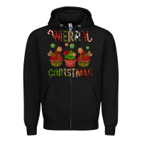 Black Merry Christmas cupcakes Zipper Hoodie - NancyCooperArtShop