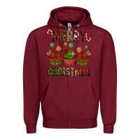Burgundy Merry Christmas cupcakes Zipper Hoodie - NancyCooperArtShop