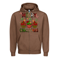 Chestnut Merry Christmas cupcakes Zipper Hoodie - NancyCooperArtShop
