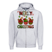 Heather Grey Merry Christmas cupcakes Zipper Hoodie - NancyCooperArtShop