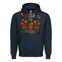 Navy Merry Christmas cupcakes Zipper Hoodie - NancyCooperArtShop