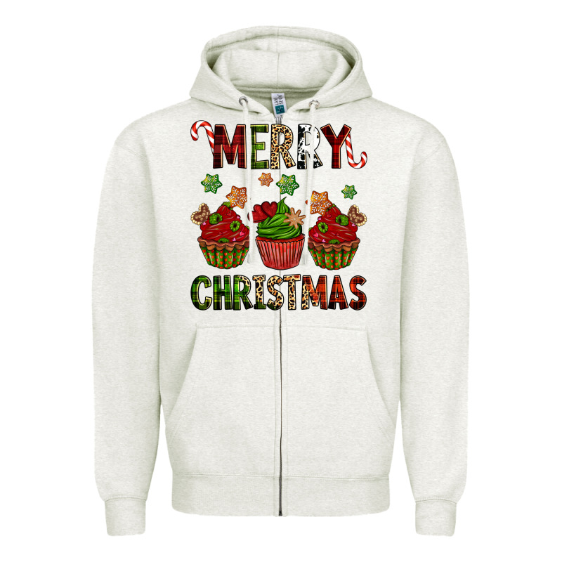 Merry Christmas Cupcakes Zipper Hoodie by NancyCooperArtShop | Teevron
