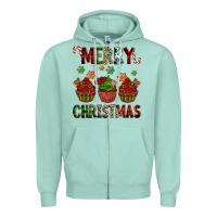 Seafoam Merry Christmas cupcakes Zipper Hoodie - NancyCooperArtShop