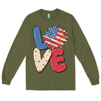 Army Green love 4th of july Long Sleeve Tee - MaliasSmallBusiness