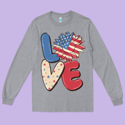 Love 4th Of July Long Sleeve Tee Designed By Maliassmallbusiness