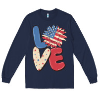 Navy love 4th of july Long Sleeve Tee - MaliasSmallBusiness