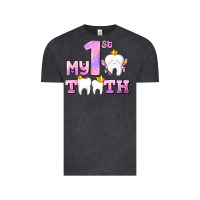 Vintage Black my first tooth with teeth for girls Vintage Tee - AdoDesignShop