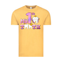 Vintage Mustard my first tooth with teeth for girls Vintage Tee - AdoDesignShop