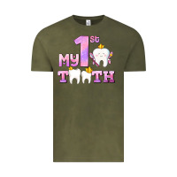 Vintage Olive my first tooth with teeth for girls Vintage Tee - AdoDesignShop