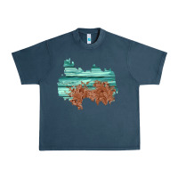 Midnight Navy wood leather patch Urban Heavy Tee - AdoDesignShop