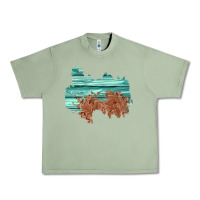 Oil Green wood leather patch Urban Heavy Tee - AdoDesignShop