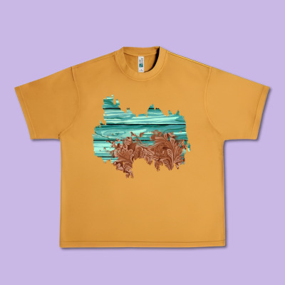 Wood Leather Patch Urban Heavy Tee Designed By Adodesignshop