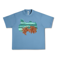 Pebble Blue wood leather patch Urban Heavy Tee - AdoDesignShop
