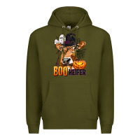 Army Green Boo Heifer Cow with Halloween Premium Hoodie - texasbilliewilder