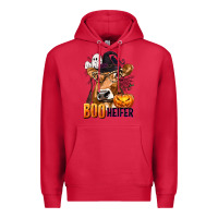Cardinal Boo Heifer Cow with Halloween Premium Hoodie - texasbilliewilder