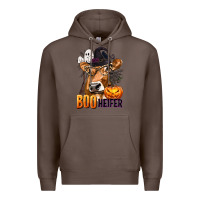 Coffee Boo Heifer Cow with Halloween Premium Hoodie - texasbilliewilder