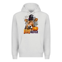 Dove Grey Boo Heifer Cow with Halloween Premium Hoodie - texasbilliewilder