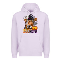 Lilac Boo Heifer Cow with Halloween Premium Hoodie - texasbilliewilder