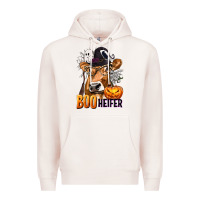 Pale Pink Boo Heifer Cow with Halloween Premium Hoodie - texasbilliewilder
