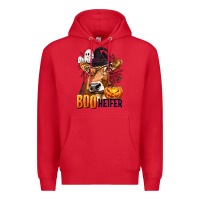 Red Boo Heifer Cow with Halloween Premium Hoodie - texasbilliewilder