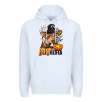 White Boo Heifer Cow with Halloween Premium Hoodie - texasbilliewilder
