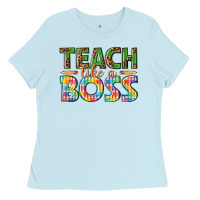 Baby Blue teach like a boss Ladies Tee - texasbilliewilder