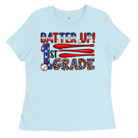 Baby Blue batter up 1st grade Ladies Tee - JahusDesignShop