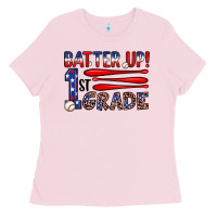 Bubblegum Pink batter up 1st grade Ladies Tee - JahusDesignShop