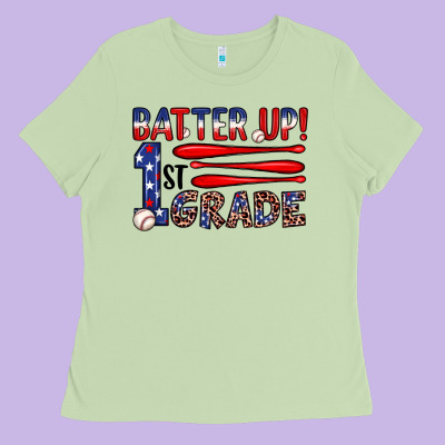 Batter Up 1st Grade Ladies Tee Designed By Jahusdesignshop