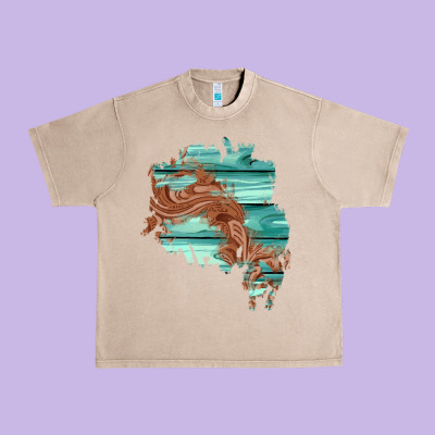 Wood Leather Patch Urban Heavy Tee Designed By Adodesignshop