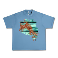 Pebble Blue wood leather patch Urban Heavy Tee - AdoDesignShop