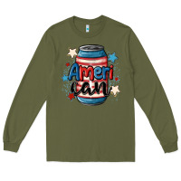 Army Green American can cooler Long Sleeve Tee - MaliasSmallBusiness