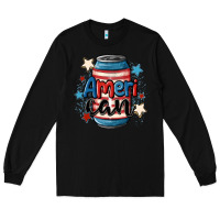 Black American can cooler Long Sleeve Tee - MaliasSmallBusiness