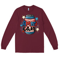 Burgundy American can cooler Long Sleeve Tee - MaliasSmallBusiness