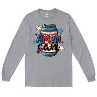 Heather Grey American can cooler Long Sleeve Tee - MaliasSmallBusiness
