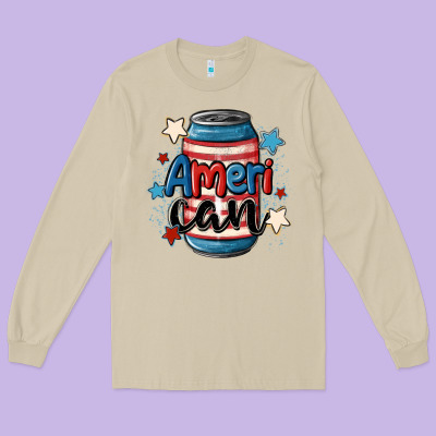 American Can Cooler Long Sleeve Tee Designed By Maliassmallbusiness