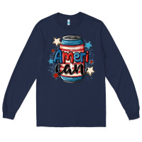 Navy American can cooler Long Sleeve Tee - MaliasSmallBusiness