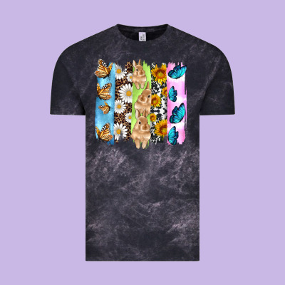 Easter Bunny Butterfly Daisy And Sunflower With Cowhide And  Leopard B Vintage Tee Designed By Artiststas