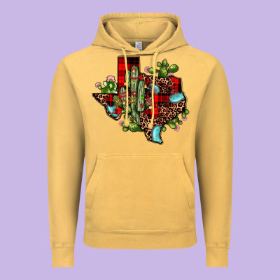 Cactus Christmas Texas Map Vintage Hoodie Designed By Jahusdesignshop