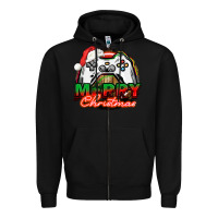 Black Gamer Merry Christmas Zipper Hoodie - NancyCooperArtShop